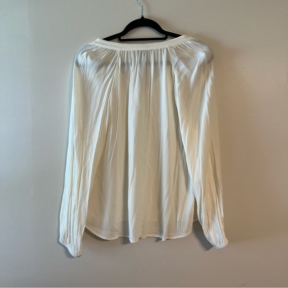 J. Crew Long-sleeve drapey popover top cream off white size Large - Picture 8 of 8